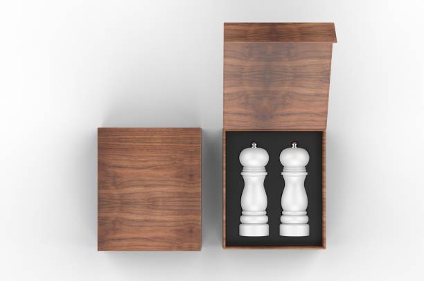 istock Blank Salt and Pepper Grinder Gift Set Box For Branding, 3d render illustration. 1206031404
