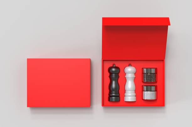 istock Blank Salt and Pepper Grinder Gift Set Box For Branding, 3d render illustration. 1206031462