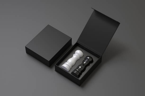 istock Blank Salt and Pepper Grinder Gift Set Box For Branding, 3d render illustration. 1206031550