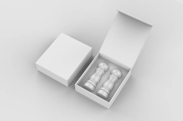 istock Blank Salt and Pepper Grinder Gift Set Box For Branding, 3d render illustration. 1206031568