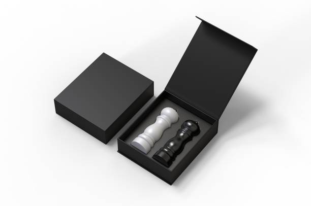 istock Blank Salt and Pepper Grinder Gift Set Box For Branding, 3d render illustration. 1206031594
