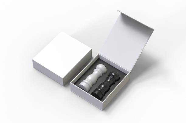 istock Blank Salt and Pepper Grinder Gift Set Box For Branding, 3d render illustration. 1206031597