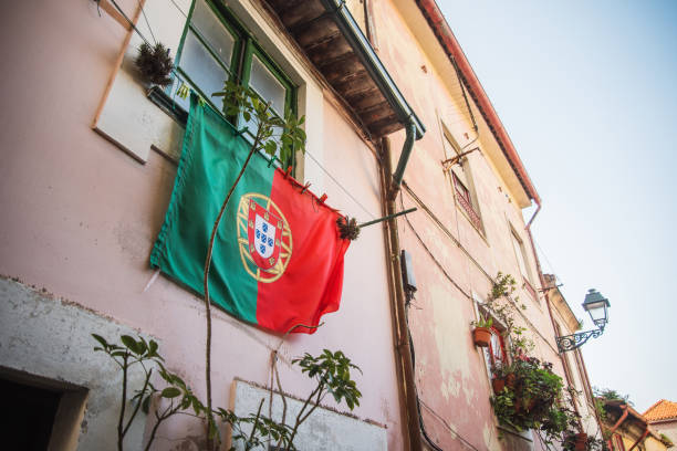 istock Portugal flag on building facade 1206034035