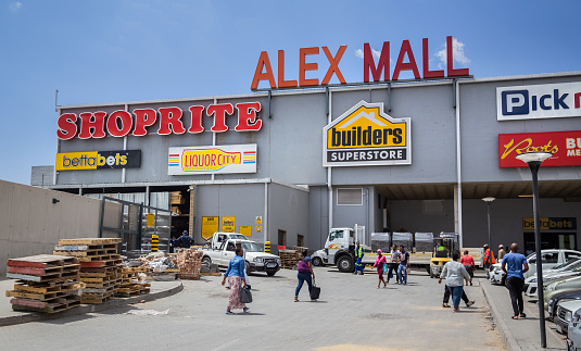 Johannesburg, South Africa , 4 October - 2019: Entrance to Shopping Mall in township