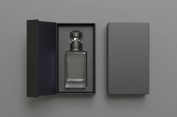 istock Whiskey decanter bottle Gift Box for branding and mock up. 3d render illustration. 1206034283