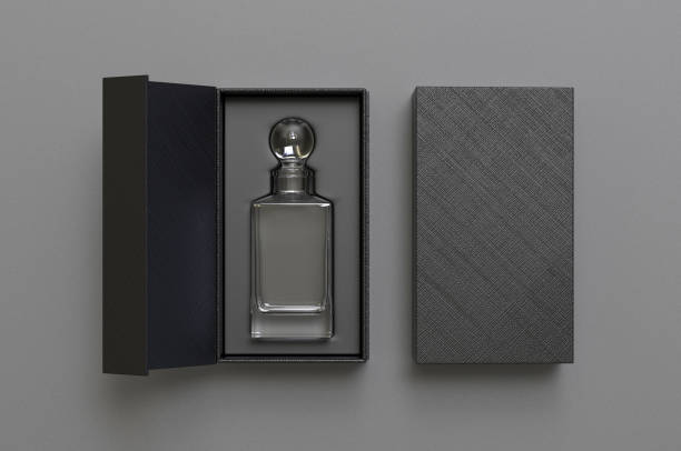 istock Whiskey decanter bottle Gift Box for branding and mock up. 3d render illustration. 1206034305