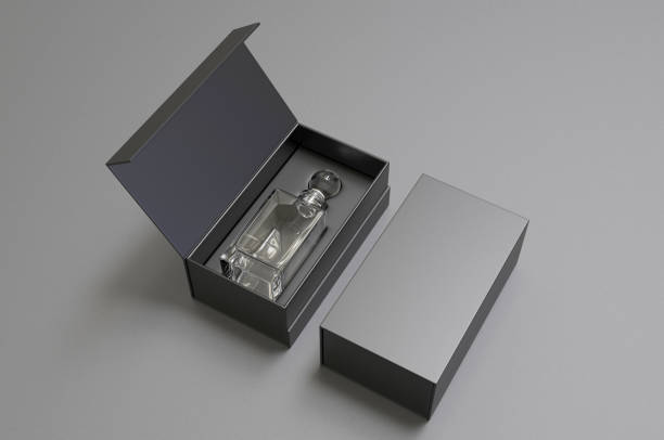 istock Whiskey decanter bottle Gift Box for branding and mock up. 3d render illustration. 1206034387