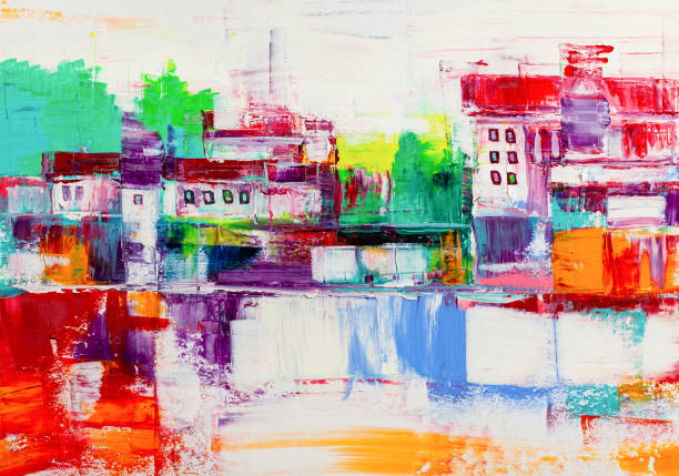 istock Abstract painting of city buildings 1206036349