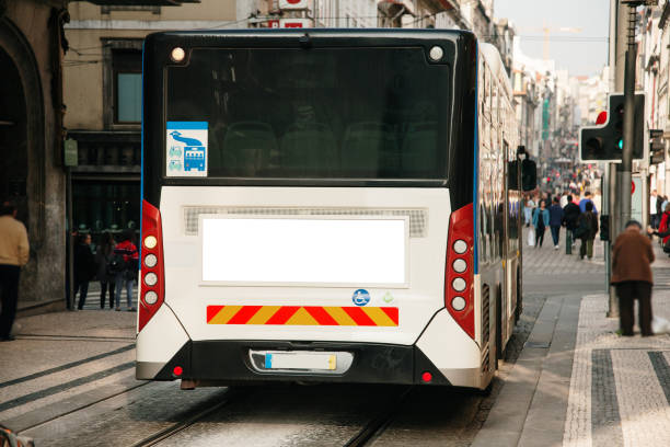 istock Modern city bus with a blank space for advertisements 1206036569