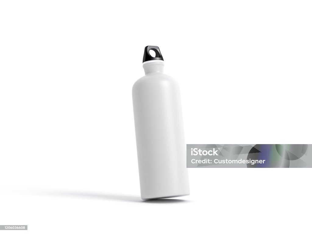 White Aluminium Metal Water Bottle Mockup Isolated On White Background  Stock Photo - Download Image Now - iStock
