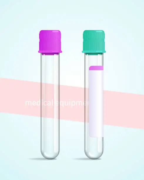 Vector illustration of Vector illustration of two transparent test tubes is on a simple background.