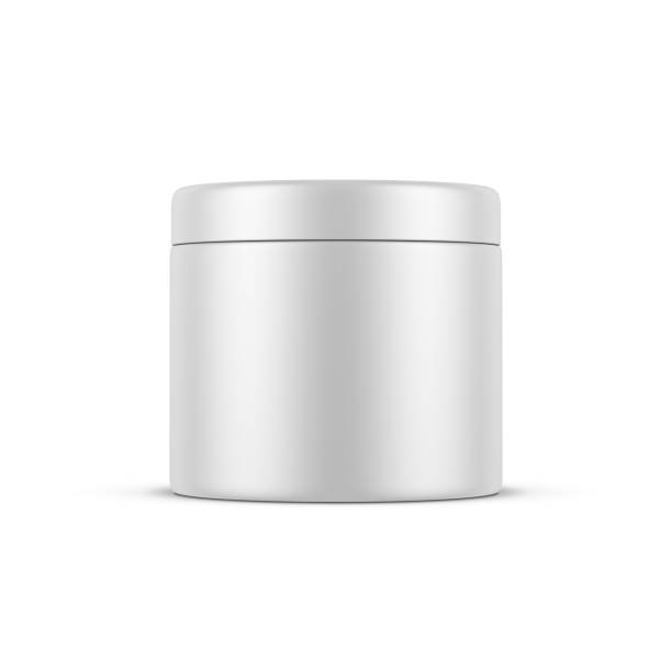 istock Plastic jar tin can mockup for cosmetics isolated on white 1206040511