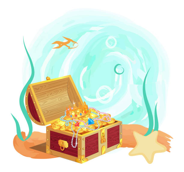 istock Ancient Royal Treasures in Old Chest at Sea Bottom 1206042953