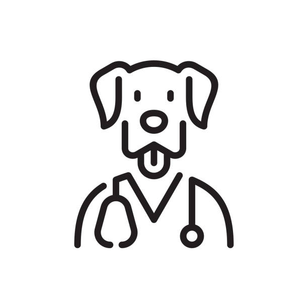 hund arzt linie symbol - vet veterinary medicine dog doctor stock-grafiken, -clipart, -cartoons und -symbole