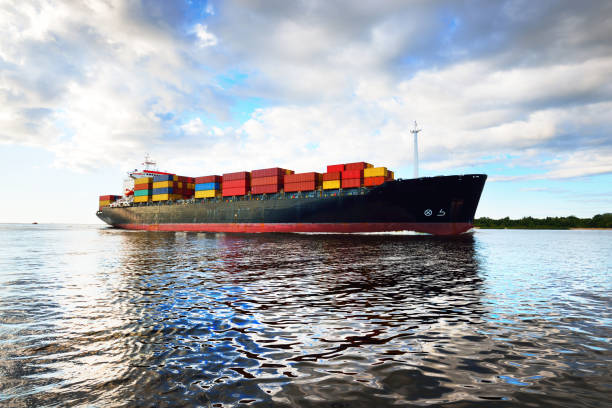 istock Large container ship close-up, Baltic sea, Latvia 1206049392