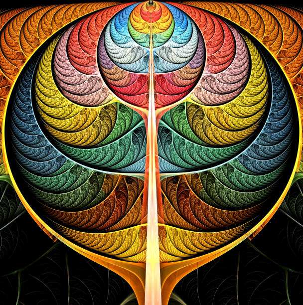 istock bright multi-color abstract fractal background of circles and geometric elements. Beautiful abstract fractal to highlight individual groups of objects. 1206052592