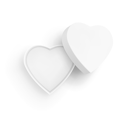 White Open gift box in love heart shape. Vector illustration Top View.