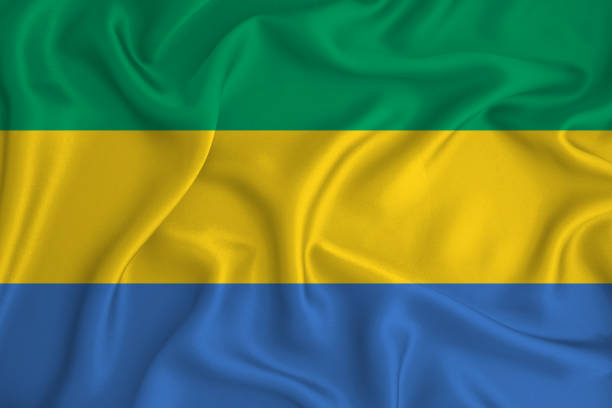 Gabon flag on the background texture. Concept for designer solutions.