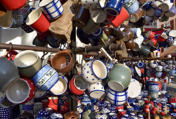 istock Colourful ceramic tableware in a market stall . 1206056712