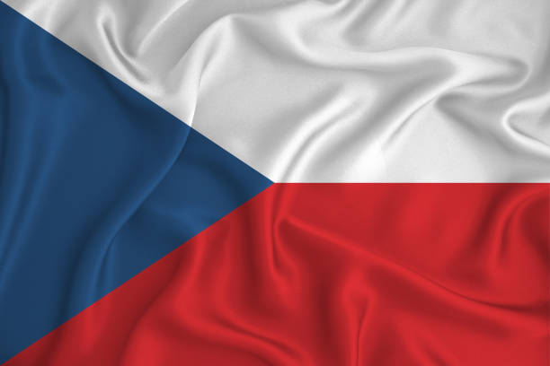 istock Czech flag on the background texture. Concept for designer solutions. 1206057652