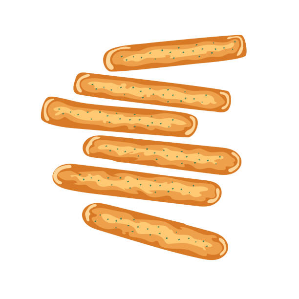 ilustraciones, imágenes clip art, dibujos animados e iconos de stock de palos de pan regulares - pretzel sesame vector snack