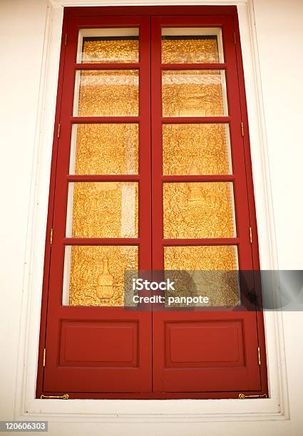 Gold And Red Ancient Window Stock Photo - Download Image Now - Antique, Architecture, Art