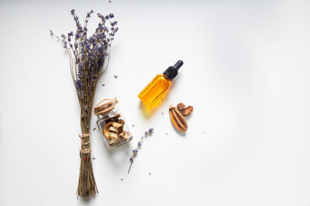 istock Lavender bunches wand essential oil for beauty procedure 1206063098