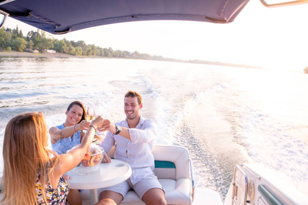 istock Friends having fun on the boat 1206063349