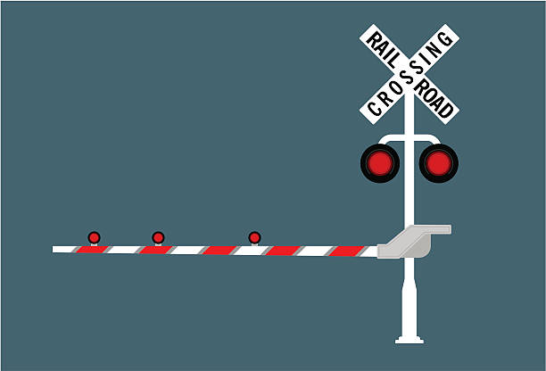 Railroad crossing sign in red and white Railroad Crossing Sign. Easy esitability No gradients, No Transparencies, No Mesh. crossroads sign illustrations stock illustrations