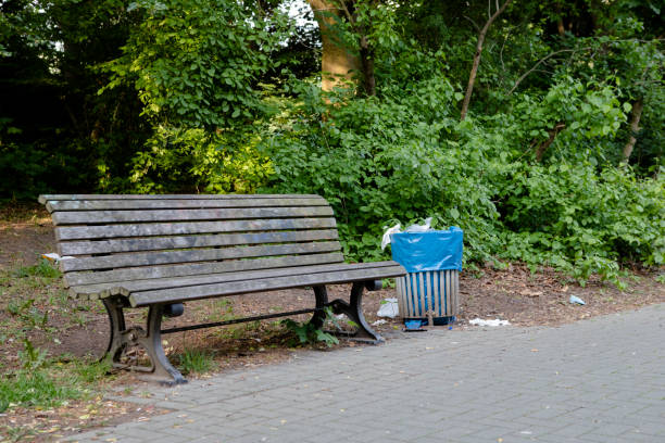 istock Garbage is a social problem, the bin is full next to the bench 1206068707