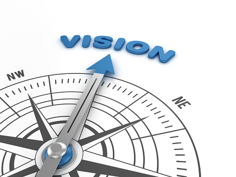 Compass with VISION Word - 3D Rendering