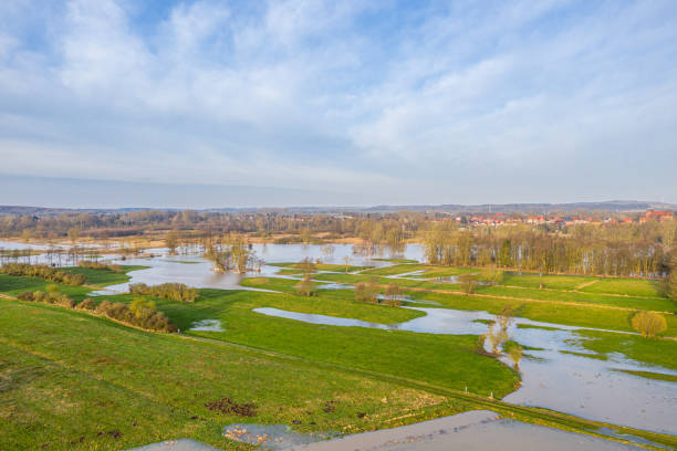 istock a drone flight over meadows and fields, which were flooded after heavy rain 1206069333
