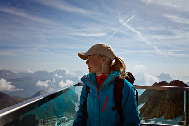istock A young female hiker looks out over Marmolada 1206072089
