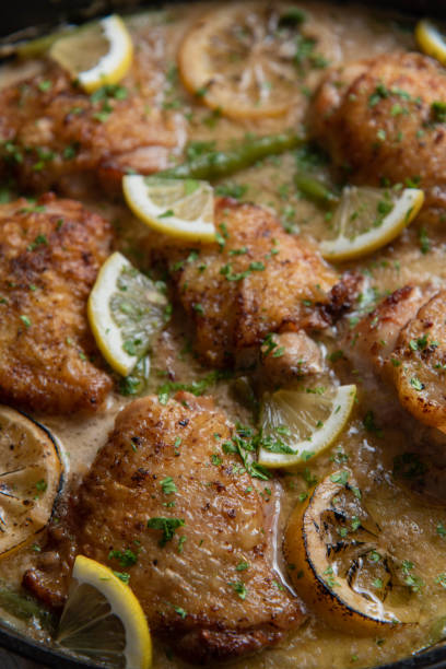 istock lemon butter chicken in iron skillet 1206073675