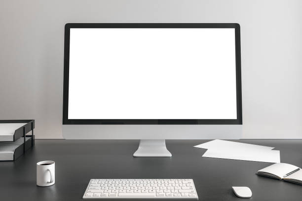 istock Blank white screen of computer monitor 1206073679