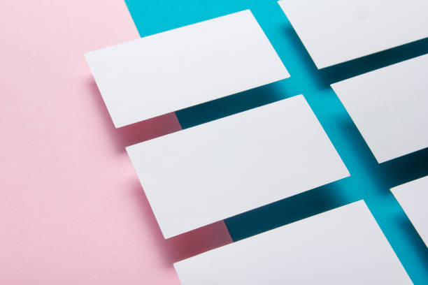 istock Business cards blank. Mockup on color background. Flat Lay. copy space for text 1206073827