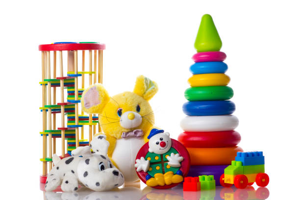 istock Kid toy top view isolated on white background, kid or child development concept 1206074085