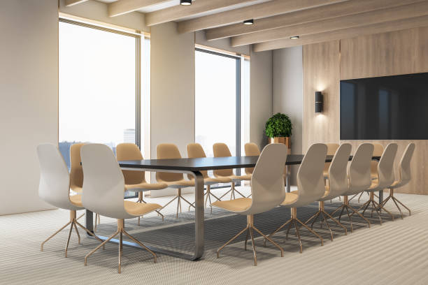 istock Luxury meeting room with blank tv 1206074119