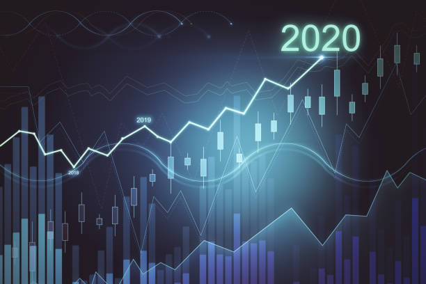 istock Glowing graph of success in 2020 year 1206076876