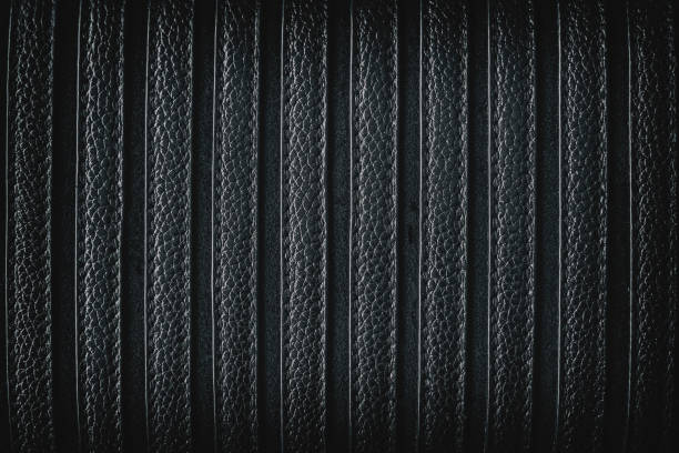 istock Texture of genuine leather striped with suede. Abstract black background, copy space 1206080619