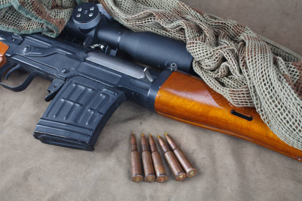 istock SVD sniper rifle on khaki canvas 1206082784