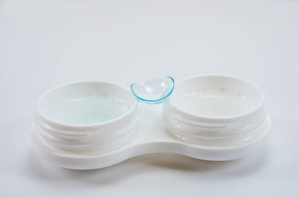 istock soft silicone contact lenses one-day or scheduled replacement on the container for cleaning and storage, choice of solution for lenses 1206083110