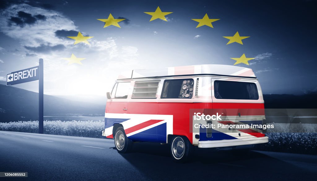 Brexit concept - United Kingdom leave the European Union Vote for United Kingdom exit concept European Union Flag Stock Photo