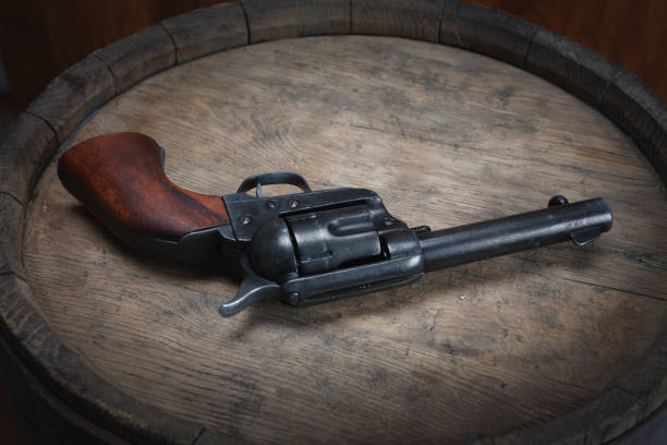 istock Old western revolver with cartridges 1206086457