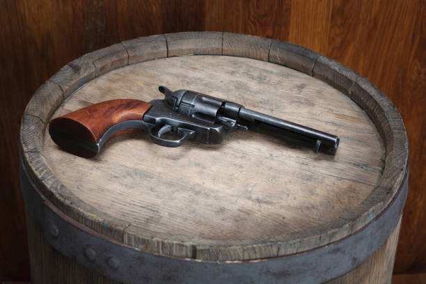 istock Old western revolver with cartridges 1206086485