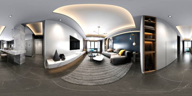 istock 3D Render 360 Degrees Modern Living Room 1206089830