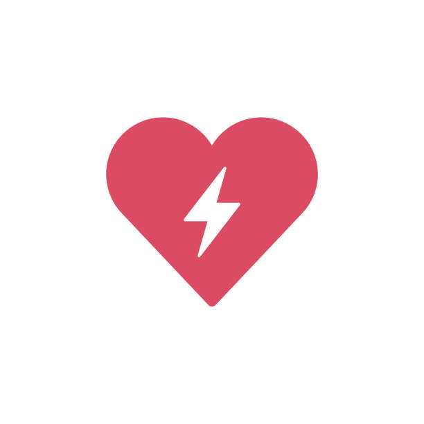 illustrations, cliparts, dessins animés et icônes de illustration de coeur avec une icône de foudre, coeur de charge. illustration de vecteur de stock d’isolement sur le fond blanc. - valentines day hearts flash