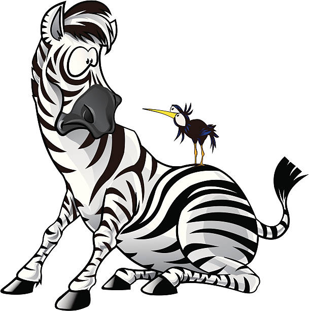 Zebra Illustration of a zebra and his friend. dybbuk stock illustrations