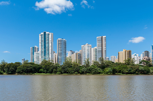 Londrina city skyline and Igapo Lake. Parana, Brazil