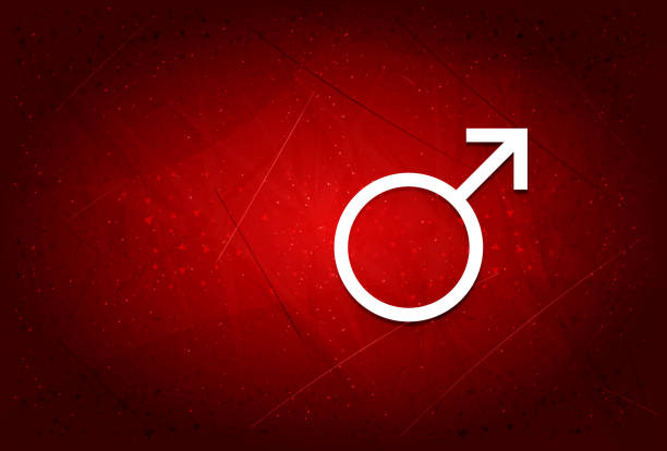 istock Male symbol icon modern trendy abstract red background illustration 1206094822